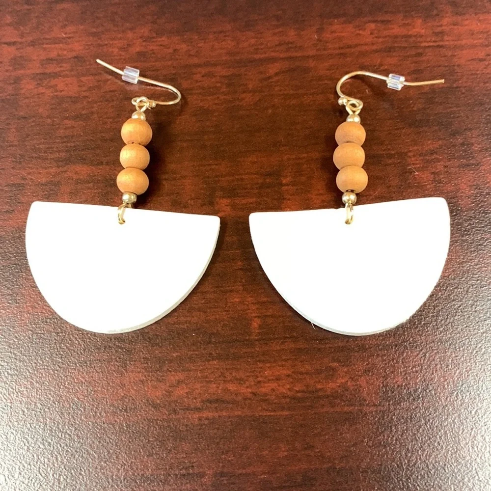 Half Moon Leather Earrings - Picture 6 of 7